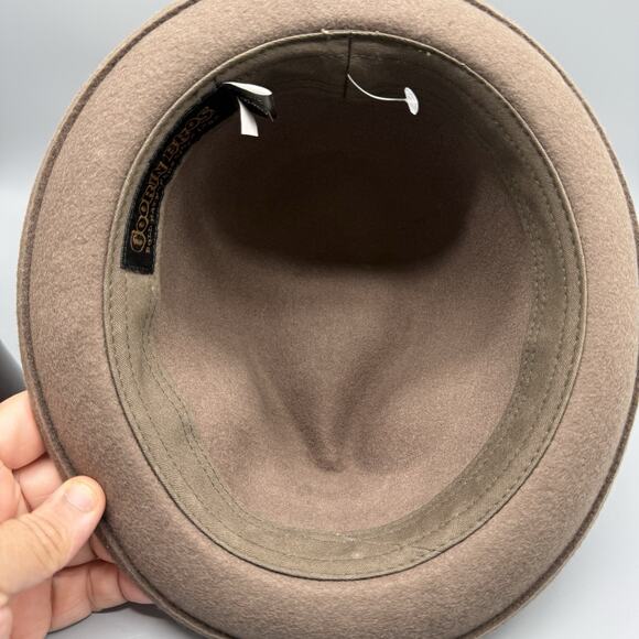 Goorin Bros Wool Fedora Hat Medium Brown Gray Band Feather Accent New with Box - Picture 7 of 10